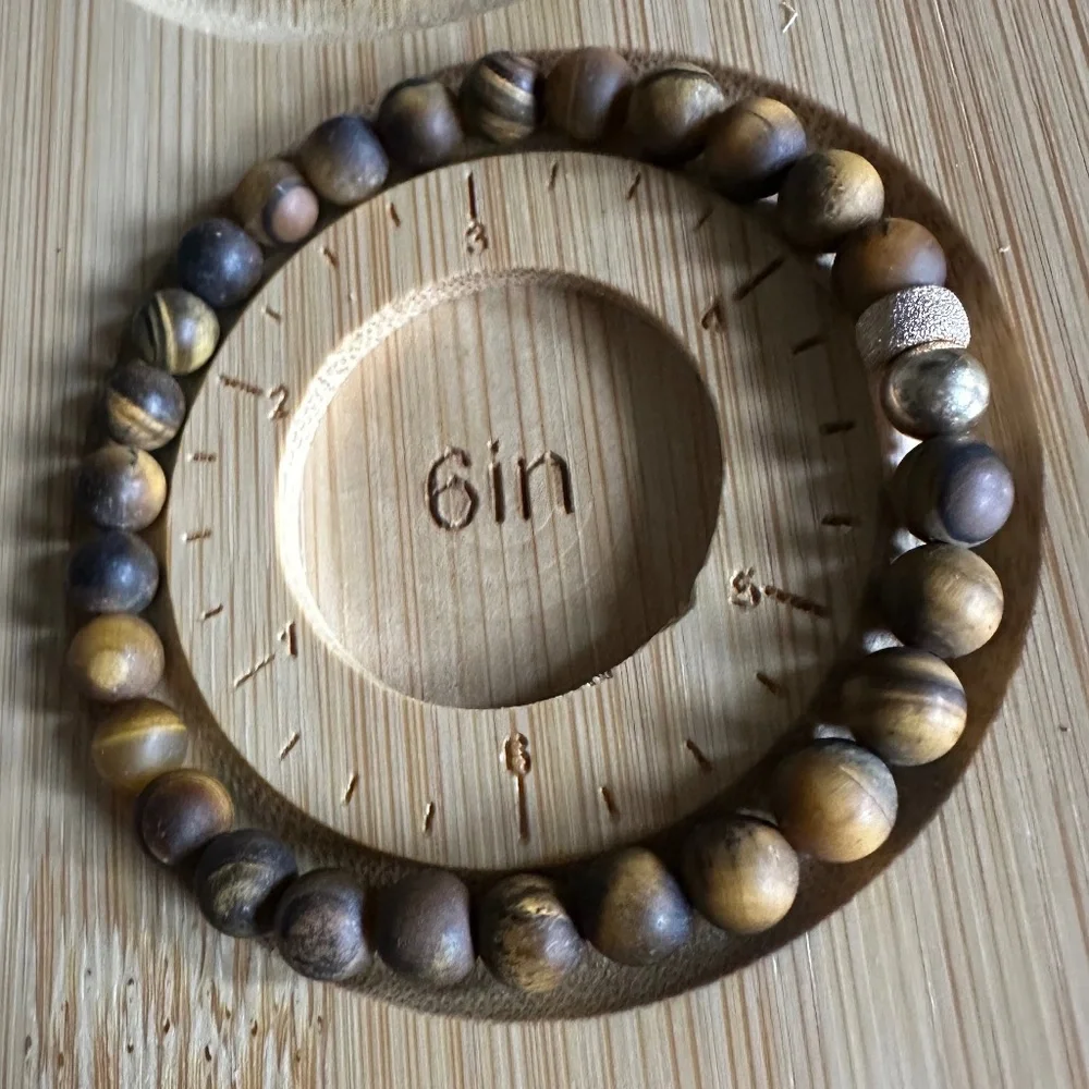 Matte 6mm Tiger Eye Stretch Bracelet w/ 14k Gold Filled Spacers